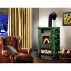 Wamsler Kaminofen Montafon Keramik Grün 7 KW EEK: A+ -Fire Heim Geschaft 393920 4432 montafon 01