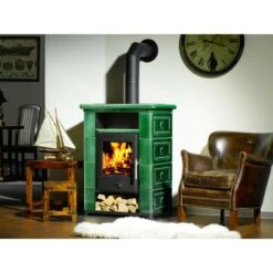 Wamsler Kaminofen Montafon Keramik Grün 7 KW EEK: A+ -Fire Heim Geschaft 432 montafon grun ambiente