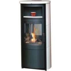 Hark Ethanol-Dekofeuer-Kamin Cenzo Stahlblech Mit Ofenkacheln Creme-weiß