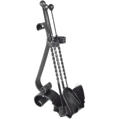 Kaminbesteck Schmiedeeisen Schwarz Lackiert Silber Patiniert 3 Kaminbesteck Schmiedeeisen Schwarz Lackiert Silber Patiniert