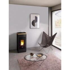 FreePoint Pelletofen Life 9 Stahl Schwarz-Dunkelgold 2,5 KW - 8,5 KW EEK: A+ -Fire Heim Geschaft 8053859014911 1009 AB 01