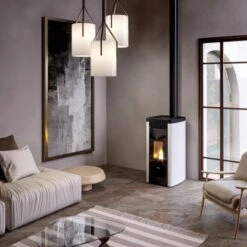 FreePoint Pelletofen Steel 9 Stahl Weiß 2,5 KW - 8,5 KW EEK: A+ -Fire Heim Geschaft 8053859014980 1009 AB 01