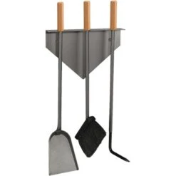 Lienbacher Wand-Kamingarnitur 3-teilig Anthrazit Beschichtet