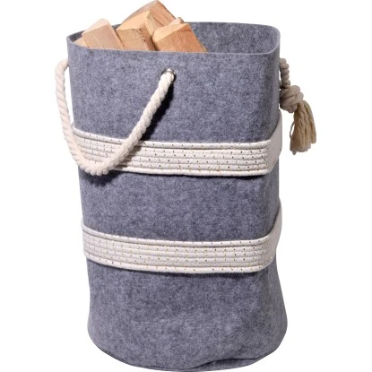 Dobar Filzkorb Für Kaminholz Mit Tragegriffen Grau-Weiß 40 Cm X 40 Cm X 60 Cm 6 Dobar Filzkorb Für Kaminholz Mit Tragegriffen Grau-Weiß 40 Cm X 40 Cm X 60 Cm – Bild 4