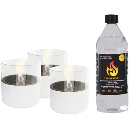 Tenderflame Tischfeuer Set Lilly In Weiß 3 Tenderflame Tischfeuer Set Lilly In Weiß